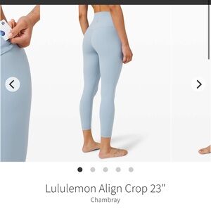 Lululemon Chambray Align Leggings 23” Baby Blue